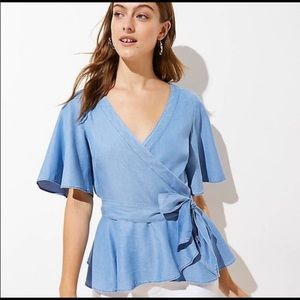 NWT LOFT chambray wrap top